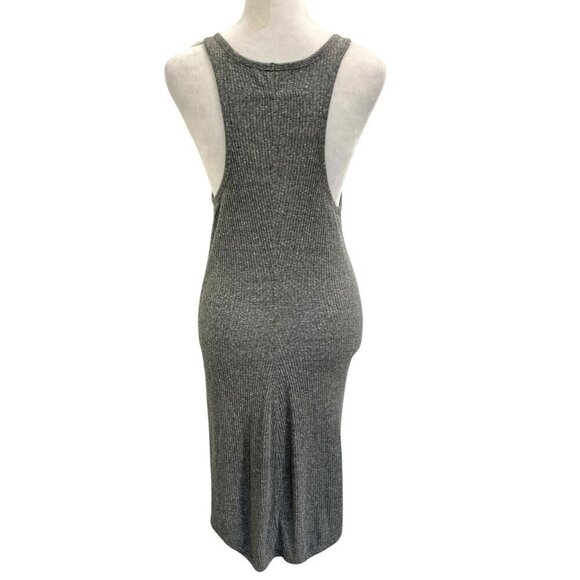 Enza Costa Ribbed Sheath Tank Bodycon Stretch Baseball Dress Gray size Small - Picture 4 of 9